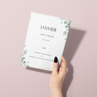 Jeu des 12 mois à personnaliser Canva - Eucalyptus - Activité mariage PDF