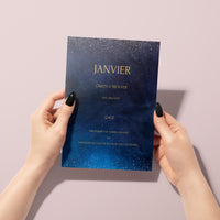 Jeu des 12 mois à personnaliser Canva - Bleu Nuit - Activité mariage PDF