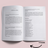 Livret de messe Baptême à personnaliser Canva - Doré et Rose Fleuri - Modèle PDF