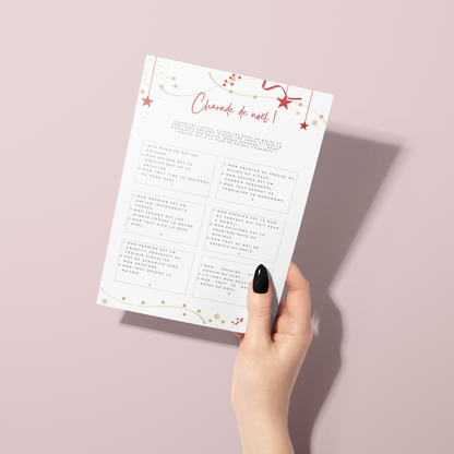 Jeux de Noël en Français à imprimer - Carte de jeux pour Noël - Jeux de Noël animation - Jeux de Noël entre collègues