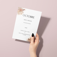 Jeu des 12 mois à personnaliser Canva - Terracotta Fleuri - Activité mariage PDF