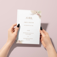 Jeu des 12 mois à personnaliser Canva - Boho Fleuri Élégant - Activité mariage PDF
