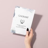 Jeu des 12 mois à personnaliser Canva - Aquarelle Bleu - Activité mariage PDF