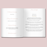 Livret de messe Mariage à personnaliser Canva - Rose Fleuri - Modèle PDF