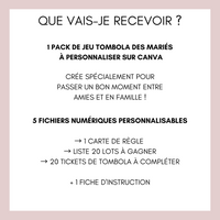 Jeu Tombola des mariés à personnaliser Canva - Eucalyptus - PDF à imprimer