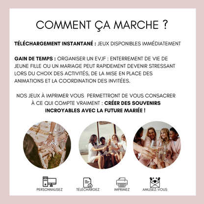 Jeux EVJF à domicile : 65 jeux imprimables pour un EVJF à la maison - Gages pour Evjf - Activités Evjf