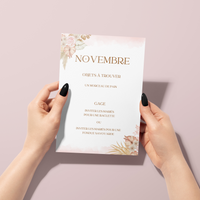 Jeu des 12 mois à personnaliser Canva - Boho Fleuri Chic - Activité mariage PDF