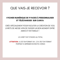 Livret de messe Mariage à personnaliser Canva - Eucalyptus - Modèle PDF