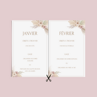 Jeu des 12 mois à personnaliser Canva - Boho Fleuri Élégant - Activité mariage PDF