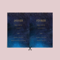 Jeu des 12 mois à personnaliser Canva - Bleu Nuit - Activité mariage PDF