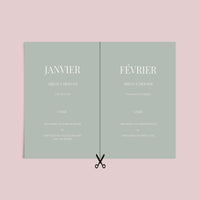 Jeu des 12 mois à personnaliser Canva - Vert Olive - Activité mariage PDF