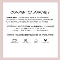 Jeu des binômes à imprimer - Carte jeu des binômes PDF - Jeu des duos célèbres - Jeu des binômes mariage liste