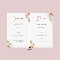 Jeu des 12 mois à personnaliser Canva - Boho & Terracotta - Activité mariage PDF