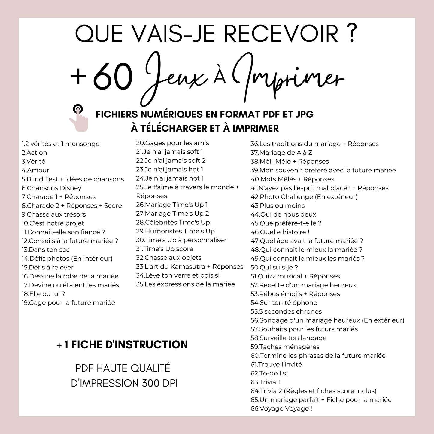 Jeux EVJF à domicile : 65 jeux imprimables pour un EVJF à la maison - Gages pour Evjf - Activités Evjf