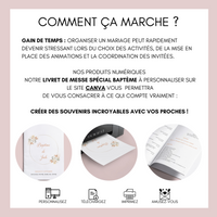 Livret de messe Baptême à personnaliser Canva - Fleuri Terracotta - Modèle PDF