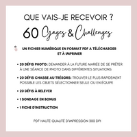 Jeux EVJF en Ville à Imprimer Champêtre Rose - 60 Gages & Défis