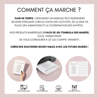Jeu Tombola des mariés à personnaliser Canva - Rose Fleuri - PDF à imprimer