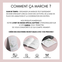 Livret de messe Baptême à personnaliser Canva - Eucalyptus - Modèle PDF