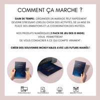 Jeu des 12 mois à personnaliser Canva - Bleu Nuit - Activité mariage PDF