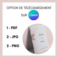 Livret de messe Baptême à personnaliser Canva - Doré et Rose Fleuri - Modèle PDF