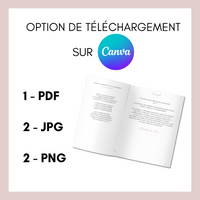 Livret de messe Mariage à personnaliser Canva - Rose Fleuri - Modèle PDF