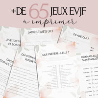 Kit EVJF à Imprimer Aquarelle Rose & Vert Fleuri - 65 Jeux + Gages à Domicile