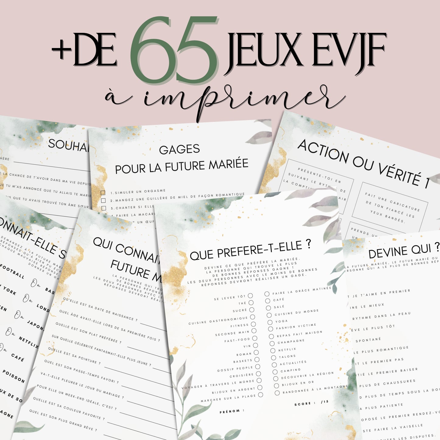 Jeux EVJF à domicile : 65 jeux imprimables pour un EVJF à la maison - Gages pour Evjf - Activités Evjf