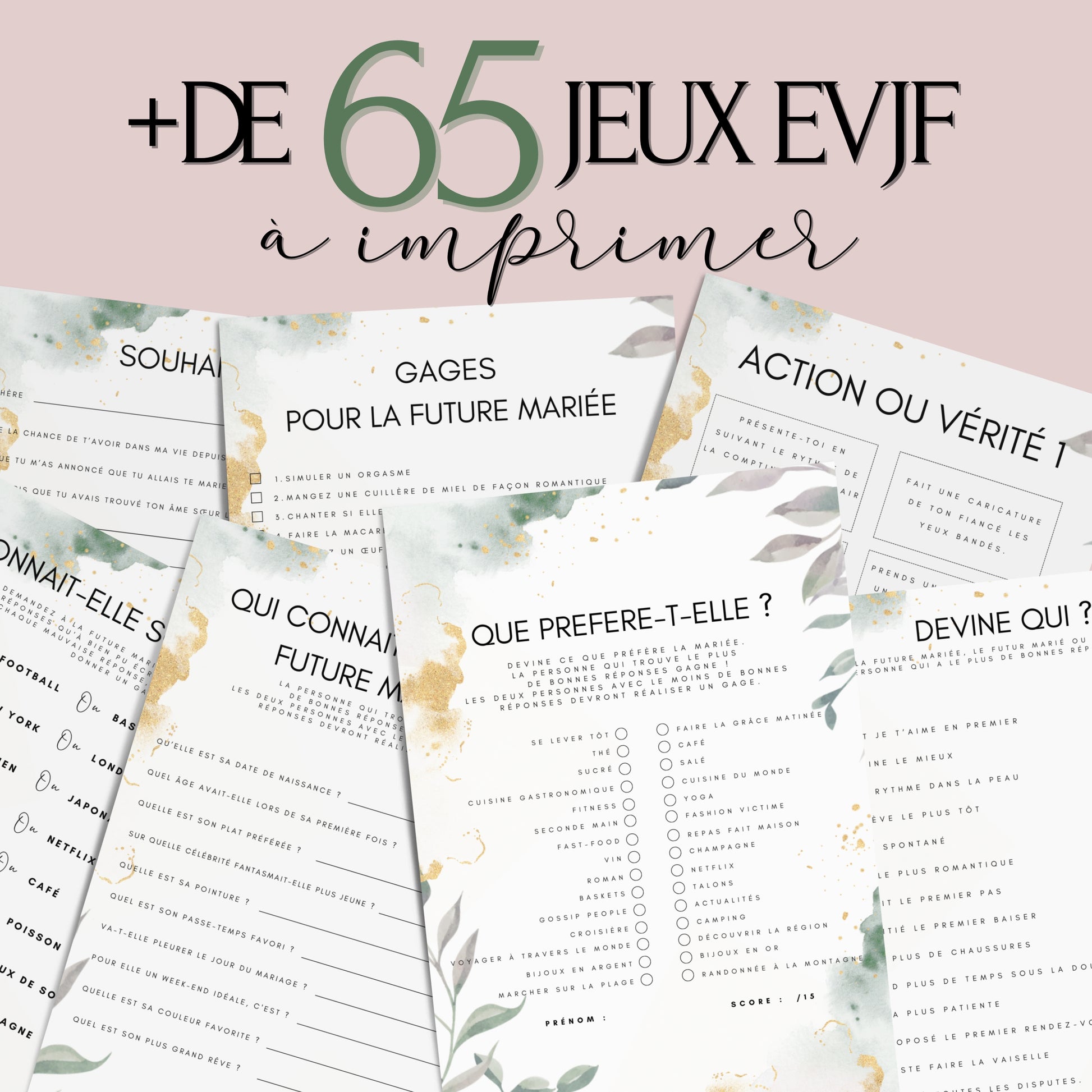 Jeux EVJF à domicile : 65 jeux imprimables pour un EVJF à la maison - Gages pour Evjf - Activités Evjf