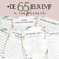 Kit EVJF à Imprimer Aquarelle Vert Fleuri - 65 Jeux + Gages à Domicile