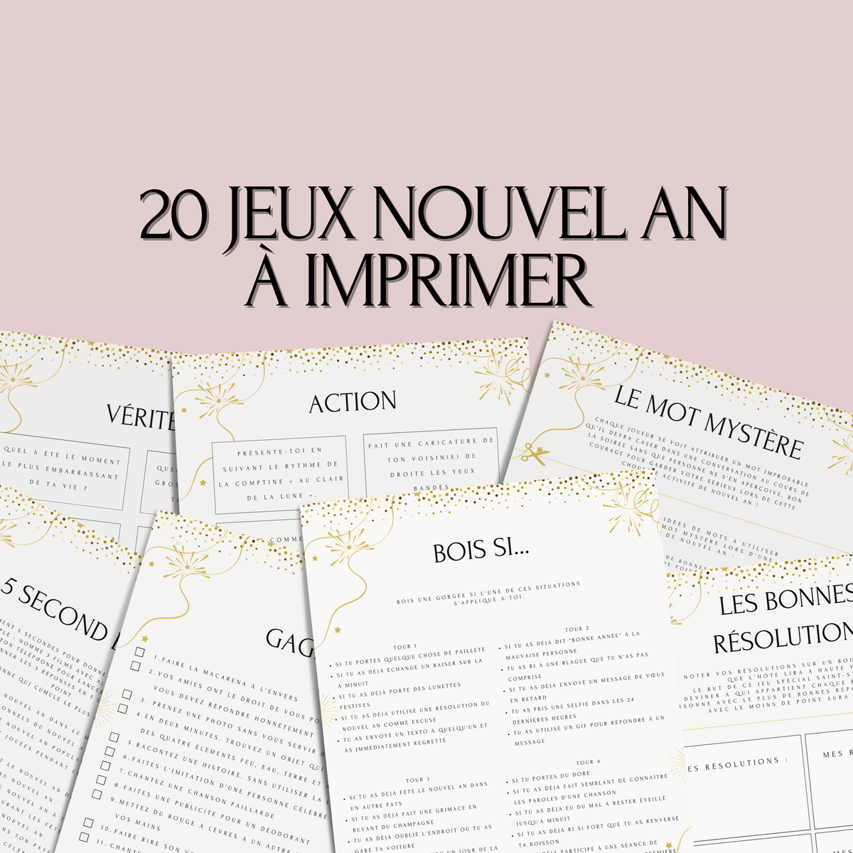 Jeux Nouvel An à imprimer pour adulte - 20 Activités festives PDF