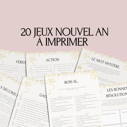 Pack 20 jeux de Nouvel An à imprimer pour adultes - Activités festives réveillon PDF téléchargement immédiat