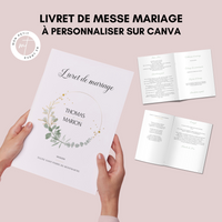 Livret de messe Mariage à personnaliser Canva - Eucalyptus - Modèle PDF