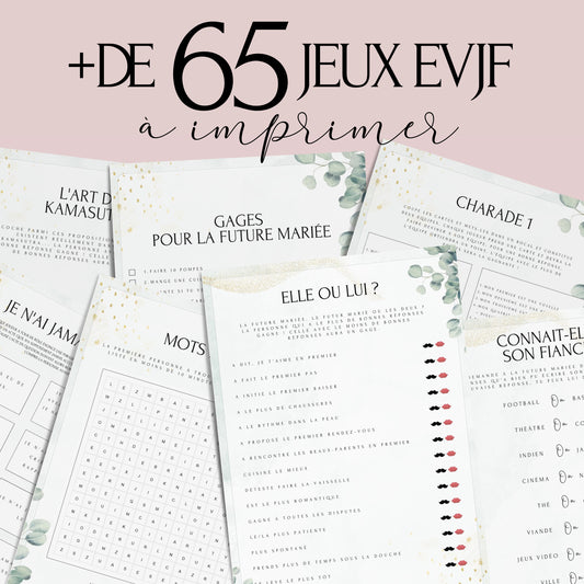 Jeux EVJF à domicile : 65 jeux imprimables pour un EVJF à la maison - Gages pour Evjf - Activités Evjf