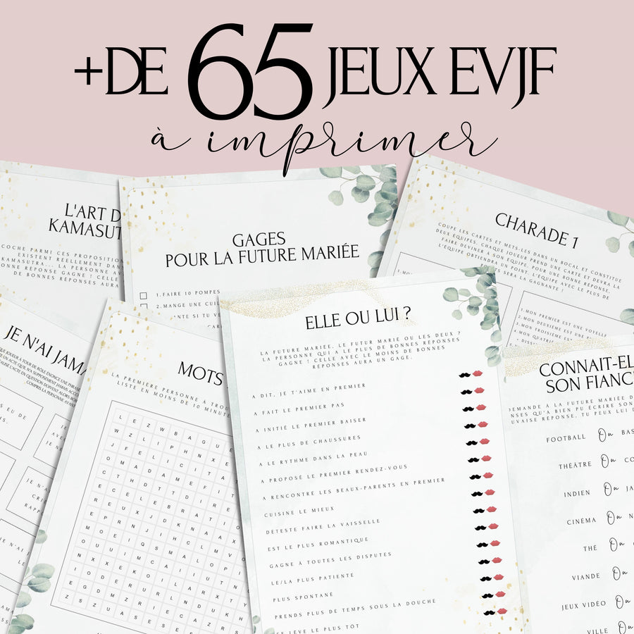 Kit EVJF à Imprimer Eucalyptus - 65 Jeux + Gages à Domicile