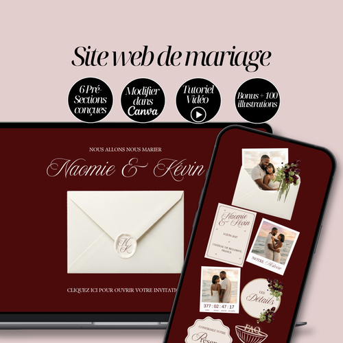 Site Web de Mariage Canva – Modèle Millésime