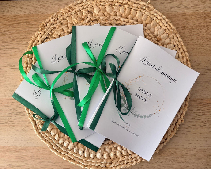 Livret de messe Mariage à personnaliser Canva - Eucalyptus - Modèle PDF