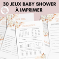 Jeux Baby Shower à Imprimer Boho Fleuri - 30 Activités Fête Prénatale