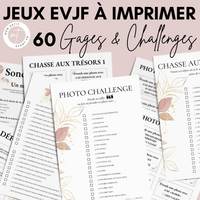 Jeux EVJF en Ville à Imprimer Rose & Gold Fleuri - 60 Gages & Défis