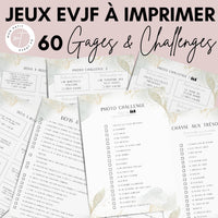 Jeux EVJF en Ville à Imprimer Vert & Gold - 60 Gages & Défis