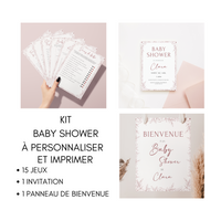 Kit Jeux Baby Shower à personnaliser Canva - Floral Boho Chic - PDF à imprimer