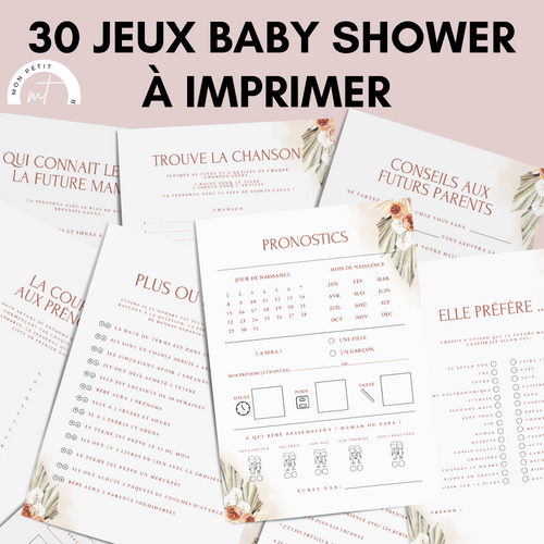 Jeux Baby Shower à Imprimer Terracotta Tendance - 30 Activités Fête Prénatale