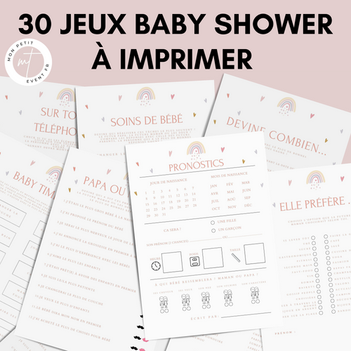Jeux Baby Shower à Imprimer Arc en ciel - 30 Activités Fête Prénatale