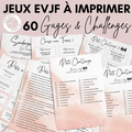 Jeux EVJF en Ville à Imprimer Rose & Blanc Pailleté - 60 Gages & Défis