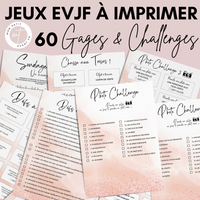 Jeux EVJF en Ville à Imprimer Rose & Blanc Pailleté - 60 Gages & Défis