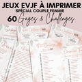 Jeux EVJF en Ville à Imprimer Vert & Rose Spécial Couple Femme - 60 Gages & Défis