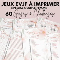 Jeux EVJF en Ville à Imprimer Vert & Rose Spécial Couple Femme - 60 Gages & Défis