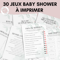 Jeux Baby Shower à Imprimer Vert Élégant - 30 Activités Fête Prénatale
