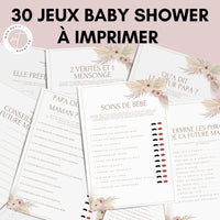 Jeux Baby Shower à Imprimer Rose Floral - 30 Activités Fête Prénatale