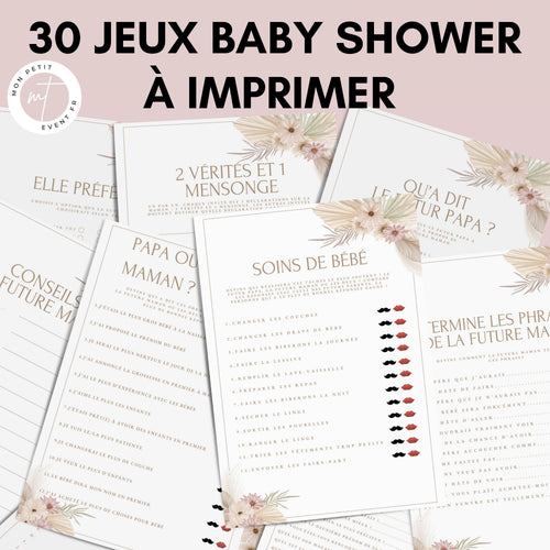 Jeux Baby Shower à Imprimer Rose Floral - 30 Activités Fête Prénatale