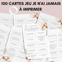 Jeu Je n'ai jamais à imprimer - Fleur Terracotta - 100 Cartes pour adultes PDF